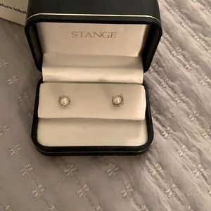 Diamond encrusted pearl earrings